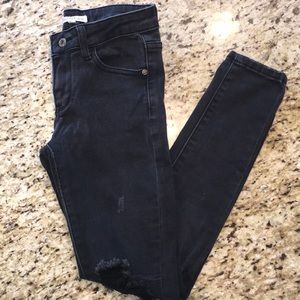 Miss Behave Girls Ripped Skinny Jeans Faded Black